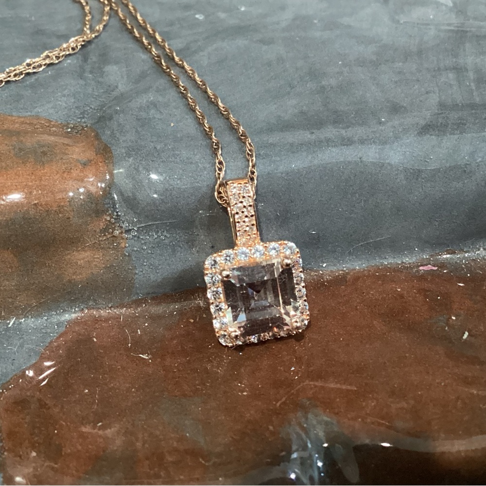 🟡 Beautiful White & Pink Saphire Stones w/ Rose Gold over Silver - Tag Attached